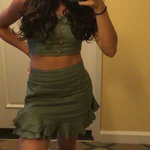 Army Green Skirt Set.